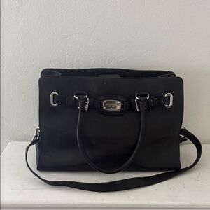 Michael Kors Black Pebbled Leather Satchel with Shoulder Strap